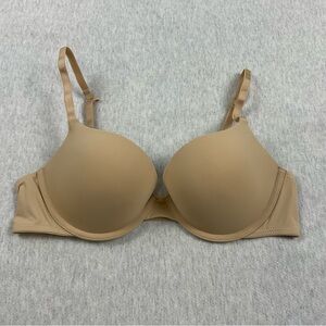 Auden Plunge Coverage Push-Up Bra Women’s 34B Adjustable straps ClassicTan